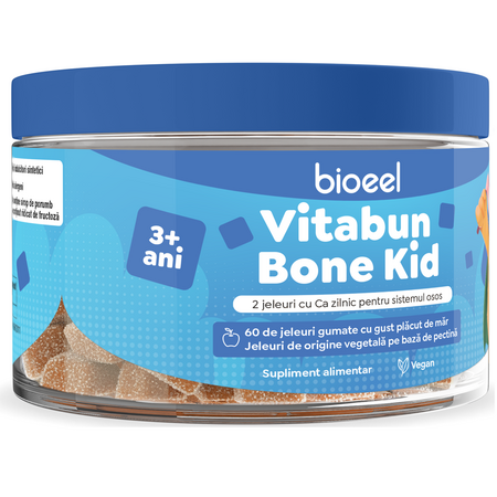 Jeleuri gumate cu calciu Vitabun Bone Kid, 60 bucati, Bioeel 685205