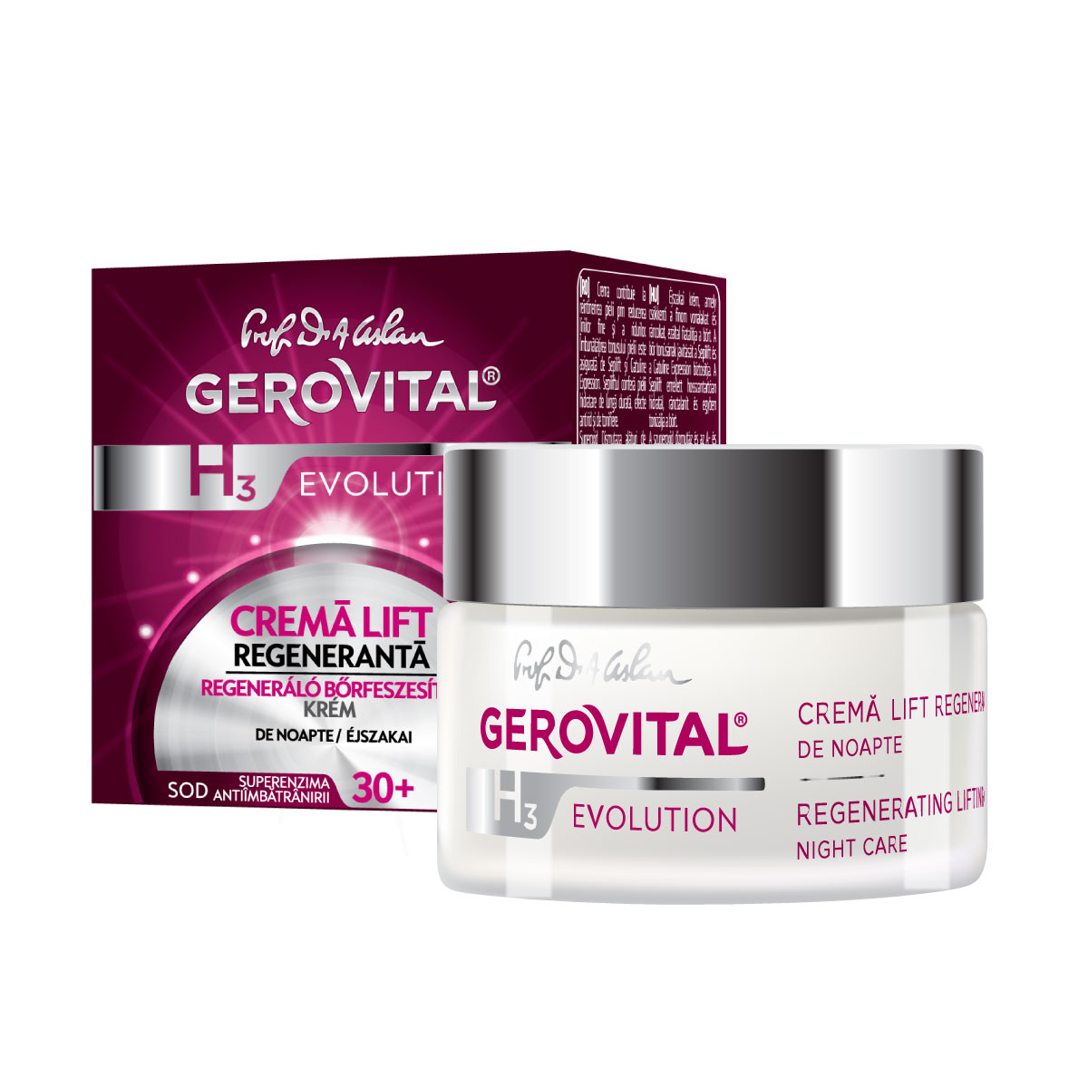 Crema lift regeneranta de noapte 30+ H3 Evolution, 50 ml, Gerovital