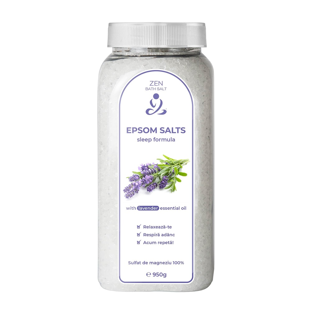 Sare de baie cu ulei esential de Lavanda Epsom, 950 g, Zen