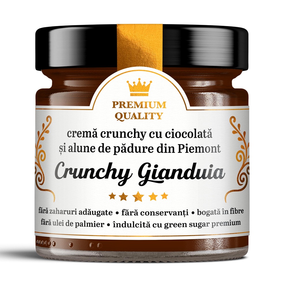 Crema crunchy cu ciocolata si alune de padure din Piemon Crunchy Gianduia Secretele Ramonei, 250 g, Laboratoarele Remedia