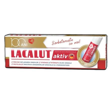 Pachet Pasta de dinti Lacalut Aktiv 75 ml + Balsam de buze Zdrovit 1 bucata, Lacalut