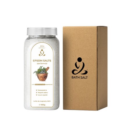Sare de baie cu ulei esential de plante medicinale Epsom, 950 g, Zen 685417