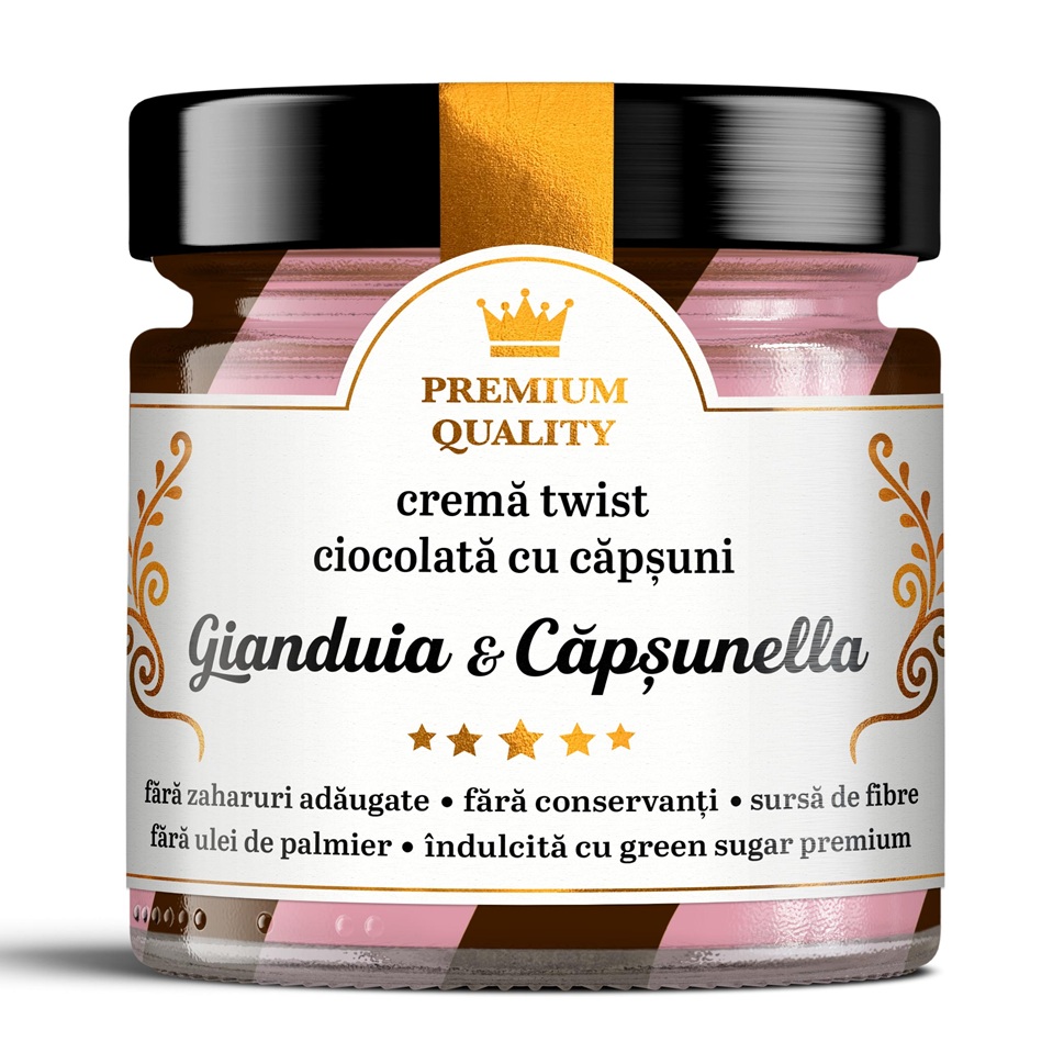 Crema twist ciocolata cu capsuni Gianduia & Capsunella Secretele Ramonei, 250 g, Laboratoarele Remedia