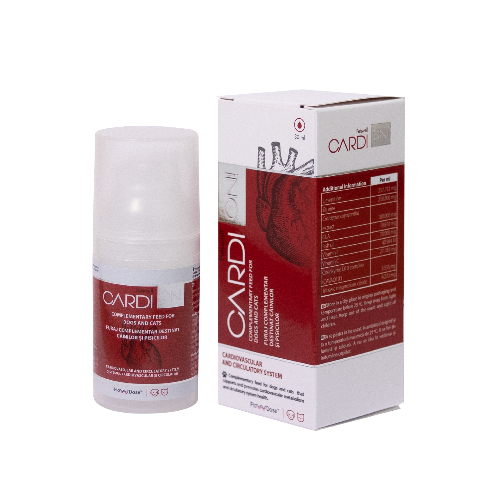 Supliment pentru caini si pisici Cardi-ON VetLine, 30 ml, Petswell