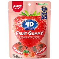 Jeleuri cu capsuni 4D Fruit Gummy Strawberry, 65 g, Amos