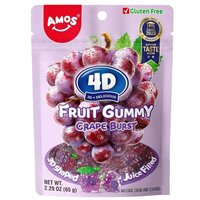 Jeleuri cu struguri 4D Fruit Gummy Grape, 65 g, Amos