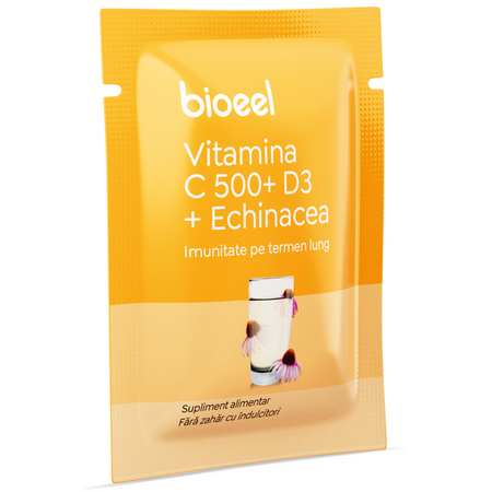 Vitamina C 500 + D3 + Echinacea, 15 plicuri, Bioeel 685497