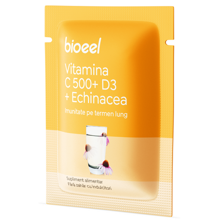 Vitamina C 500 + D3 + Echinacea, 15 plicuri, Bioeel 685498