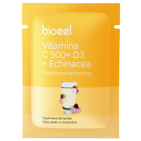 Vitamina C 500 + D3 + Echinacea, 15 plicuri, Bioeel 685496