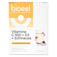 Vitamina C 500 + D3 + Echinacea, 15 plicuri, Bioeel