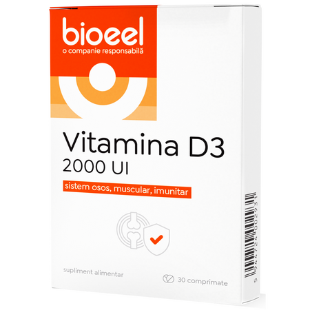 Vitamina D3, 2000 UI, 30 comprimate, Bioeel 685508