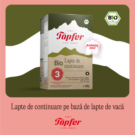 Lapte praf + 10 luni Bio 3, 600 g, Topfer 685528