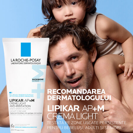 Crema triplu reparatoare cu textura lejera Lipikar Light AP+M, 200 ml, La Roche-Posay 685553