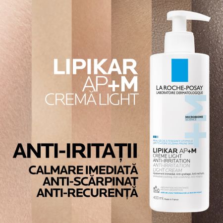 Crema triplu reparatoare cu textura lejera Lipikar Light AP+M, 400 ml, La Roche-Posay 685565