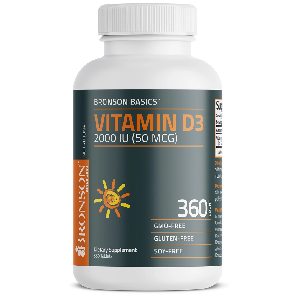 Vitamina D3 2000 UI, 50 mcg, 360 tablete, Bronson Laboratories
