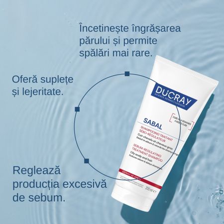 Sampon seboreglator pentru par gras Sabal, 200 ml, Ducray 685792