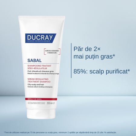Sampon seboreglator pentru par gras Sabal, 200 ml, Ducray 685793