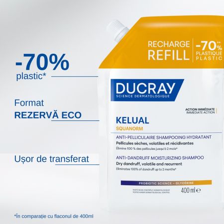 Rezerva eco sampon anti-matreata uscata Kelual Squanorm, 400 ml, Ducray 685824