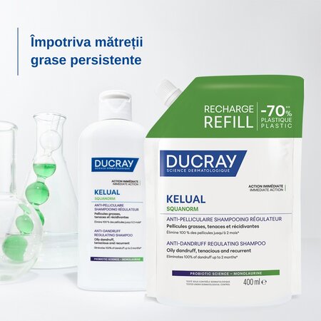 Rezerva eco sampon anti-matreata grasa Squanorm Kelual, 400 ml, Ducray 685845