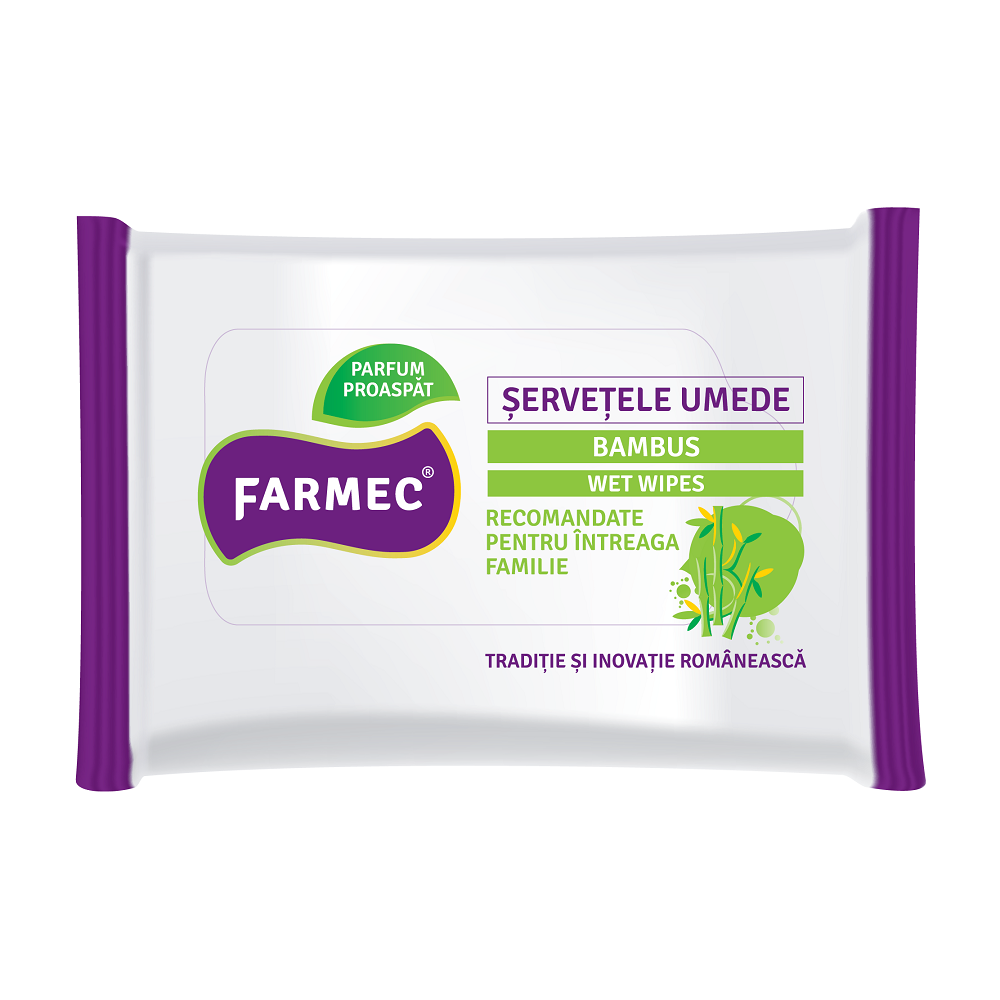 Servetele umede bambus, 15 bucati, Farmec