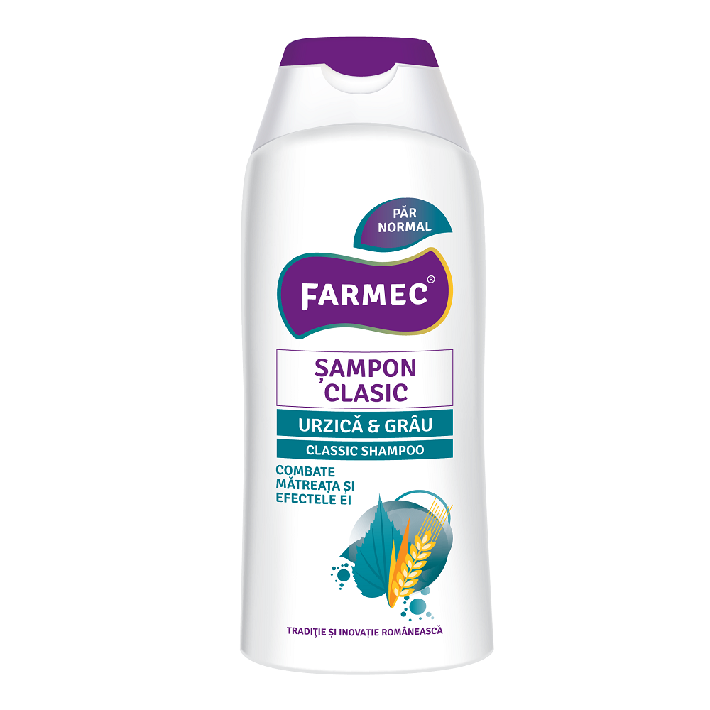 Sampon clasic cu urzica si grau, 200 ml, Farmec