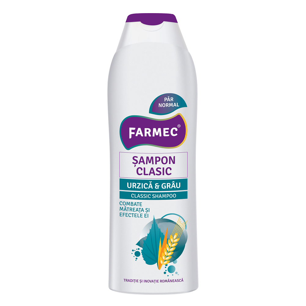 Sampon clasic cu urzica si grau, 400 ml, Farmec