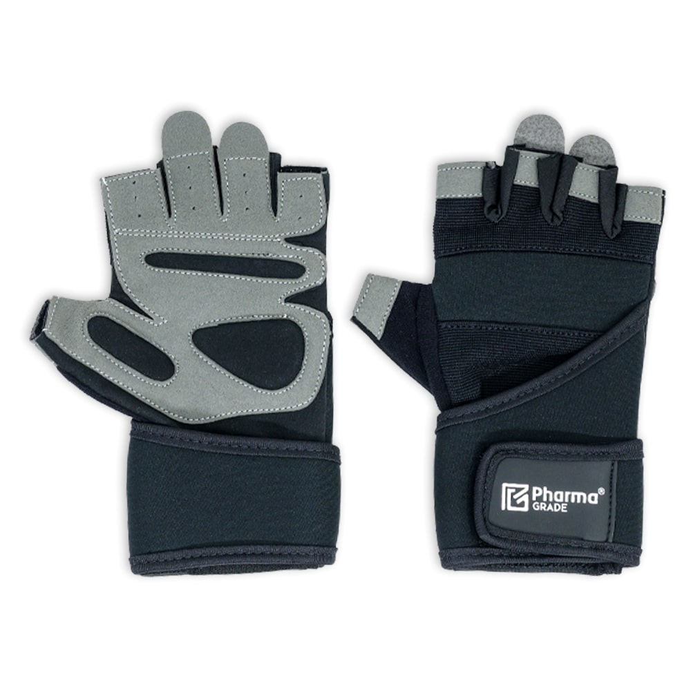Manusi fitness cu prindere de sustinere a incheieturii, marimea L, 1 pereche, Pharma Grade