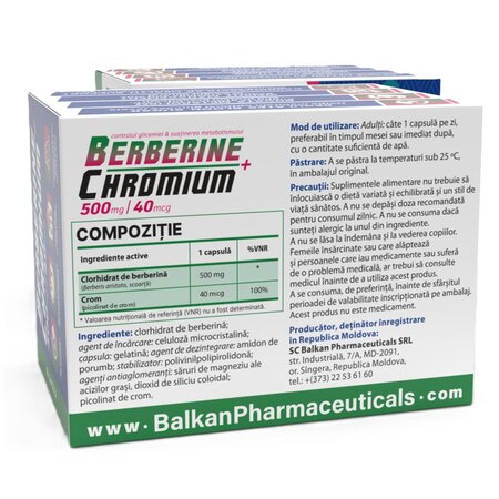 Berberina + Crom, 60 capsule, Balkan Pharmaceuticals 686246
