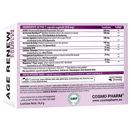 Age Renew Premium biocomplex, 30 capsule vegetale, Cosmo Pharm 753756