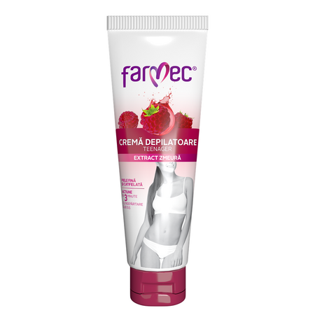 Crema depilatoare pentru piele sensibila cu extract de zmeura, 150 ml, Farmec