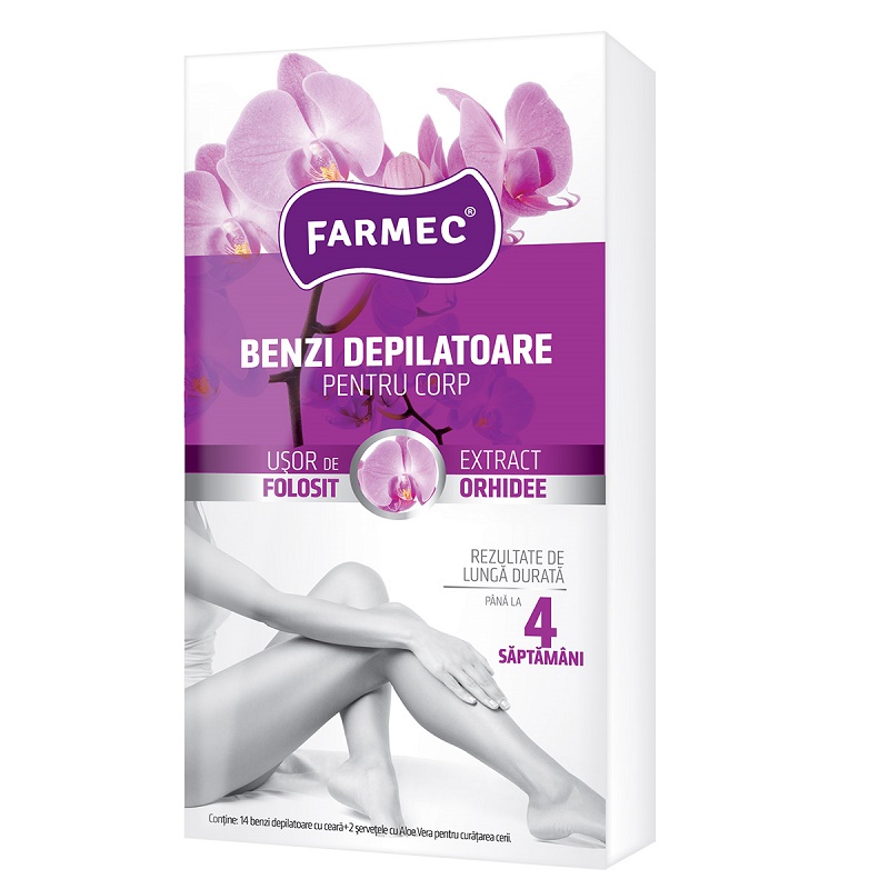 Benzi depilatoare cu extract de orhidee pentru corp, 7 bucati, Farmec