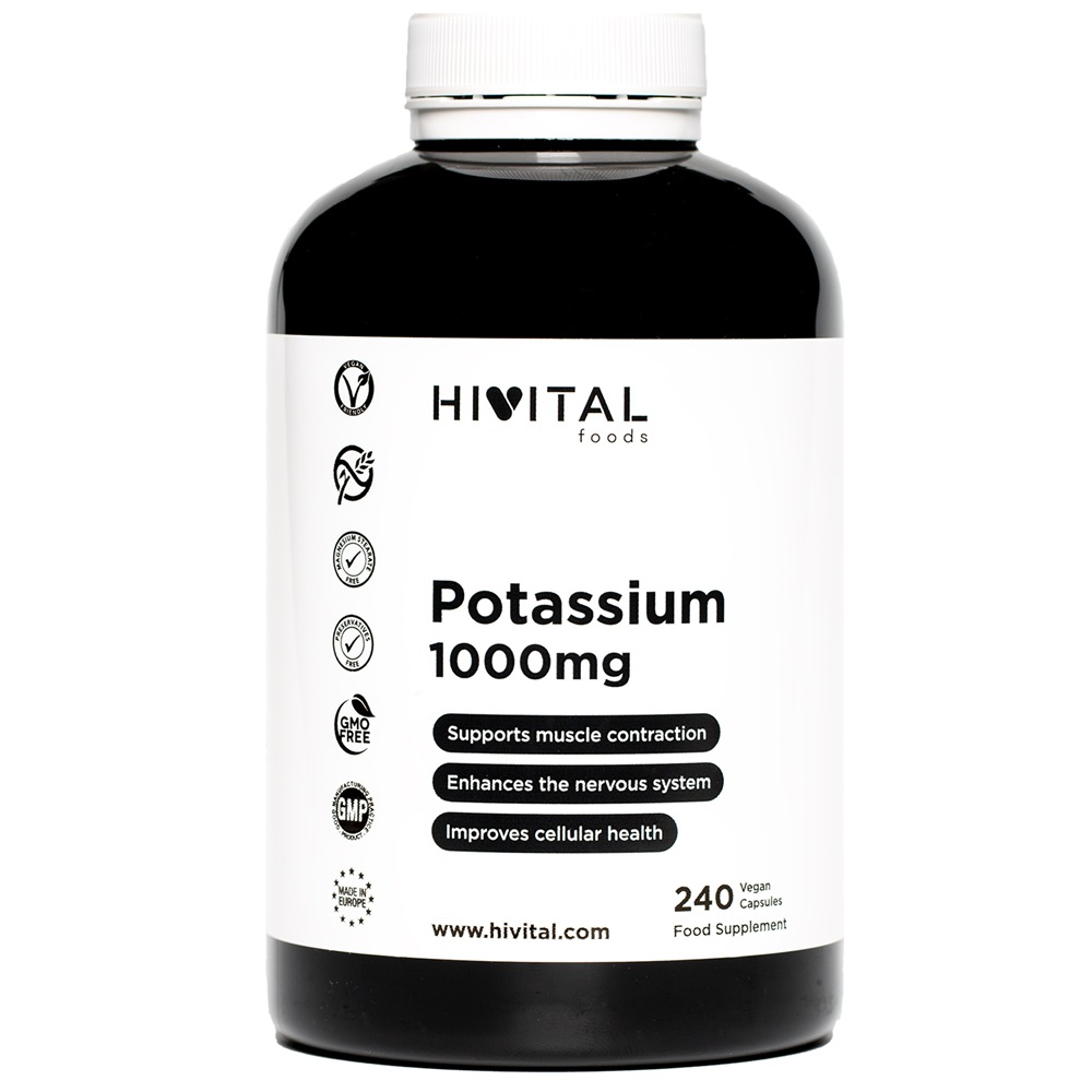 Potasiu, 1000 mg, 240 capsule vegane, Hivital