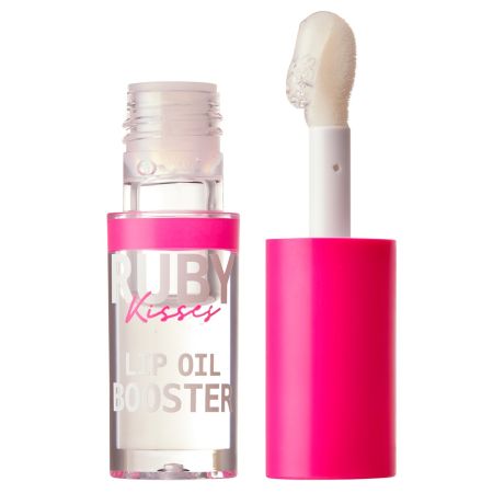 Luciu de buze cu acid hialuronic si peptide Lip Oil Booster Clear, 2.4 ml, Ruby Kisses 686817
