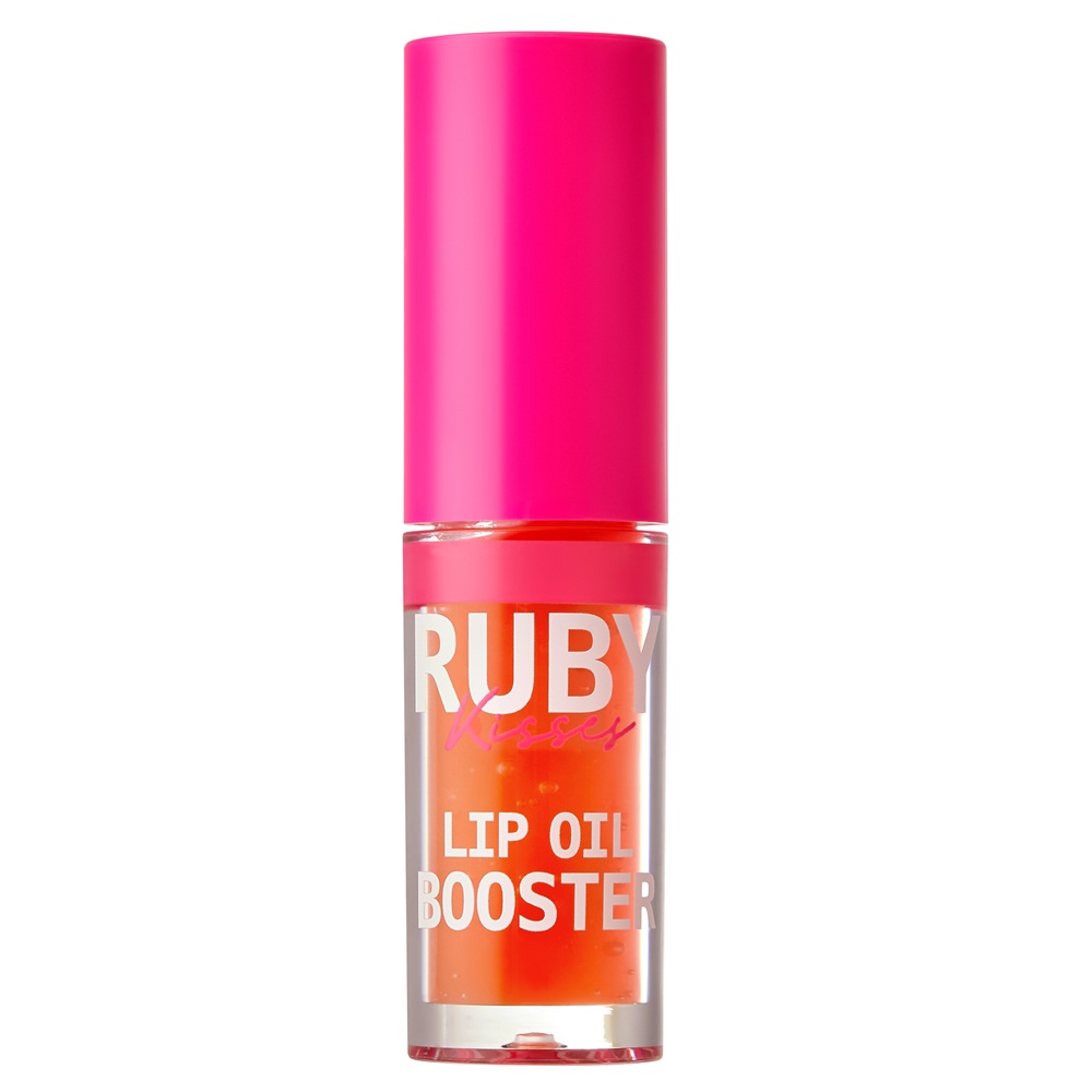 Luciu de buze cu acid hialuronic si peptide Lip Oil Booster Coral, 2.4 ml, Ruby Kisses