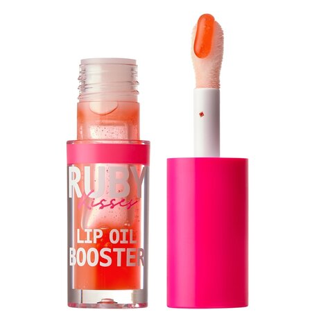 Luciu de buze cu acid hialuronic si peptide Lip Oil Booster Coral, 2.4 ml, Ruby Kisses 686822