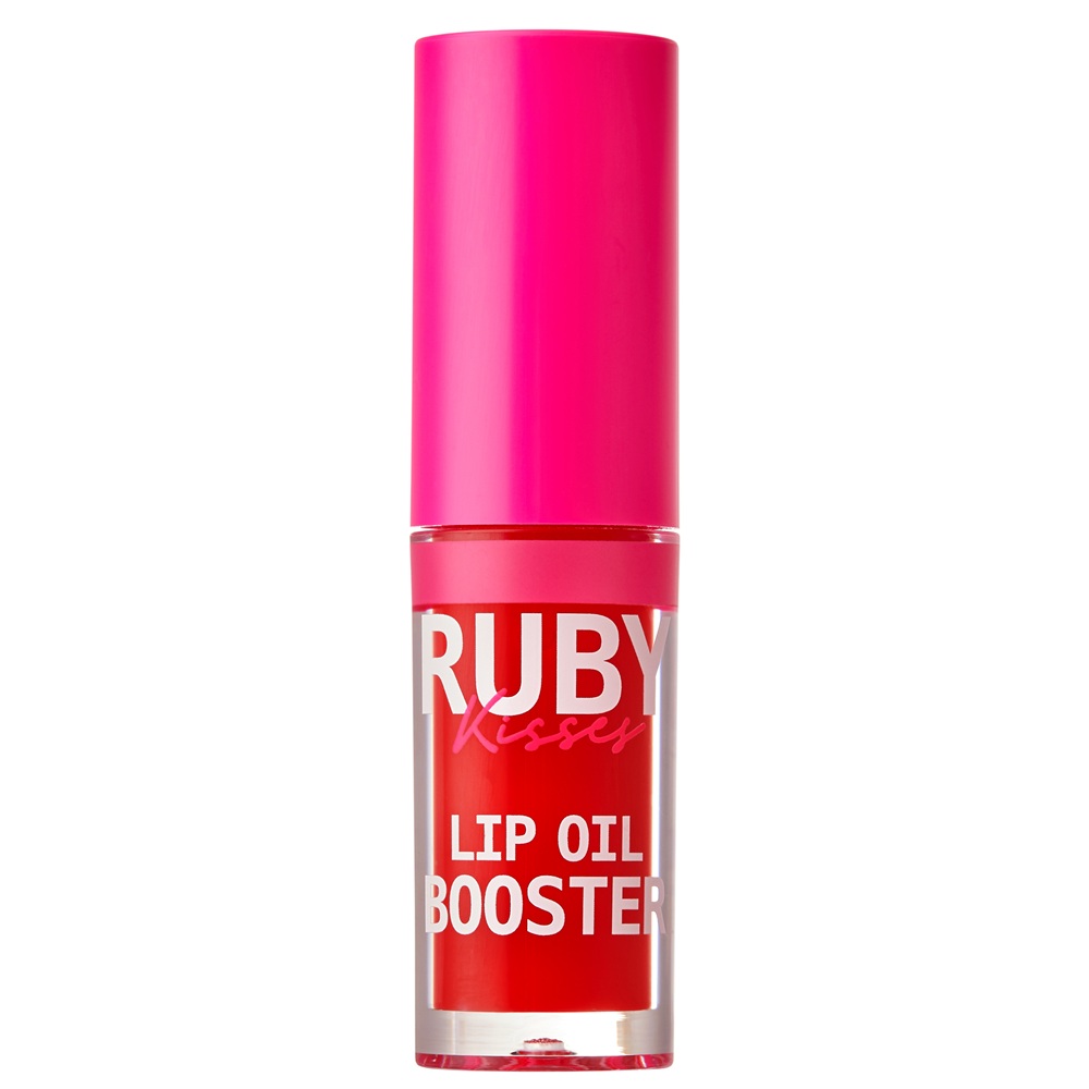 Luciu de buze cu acid hialuronic si peptide Lip Oil Booster Hot Cherry, 2.4 ml, Ruby Kisses