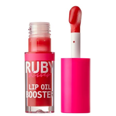 Luciu de buze cu acid hialuronic si peptide Lip Oil Booster Rosewood, 2.4 ml, Ruby Kisses 686841