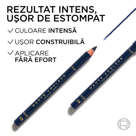Creion khol pentru ochi Nuanta 130 Bleu Suede Haute Couleur, 1.2 g, Loreal 686853