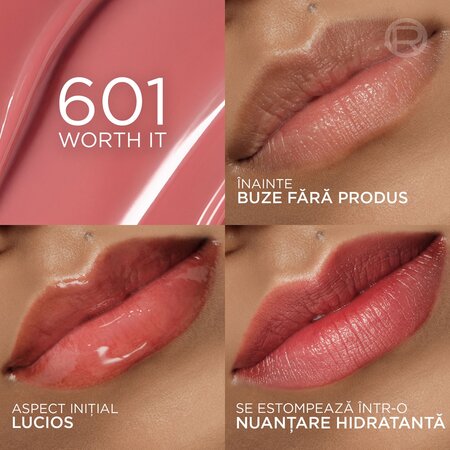 Luciu de buze hidratant Nuanta 601 Worth It Hyaluron Tint, 5 ml, Loreal 687009