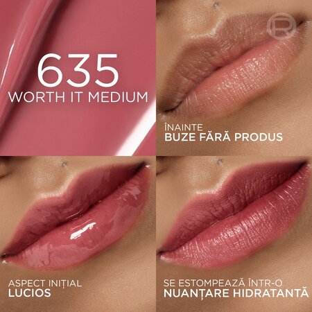 Luciu de buze hidratant Nuanta 635 Worth It Medium Hyaluron Tint, 5 ml, Loreal 687025