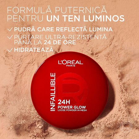 Pudra pulbere Nuanta Universal Infaillible 24H Power Glow, 10 g, Loreal 687074