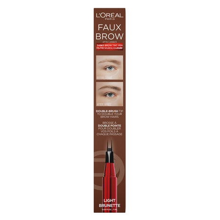 Tus pentru sprancene cu pensula dubla Nuanta Light Brunette Infaillible Faux Brow, 1 ml, Loreal 687119
