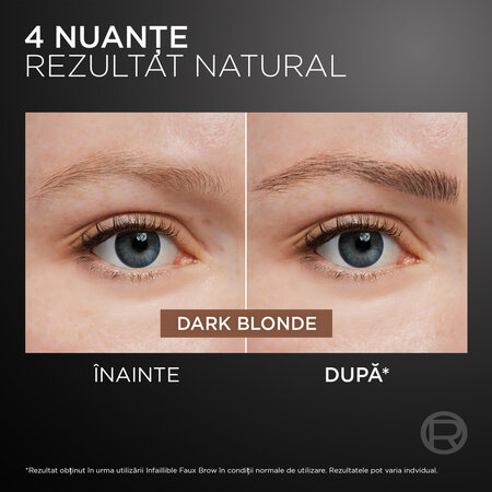 Tus pentru sprancene cu pensula dubla Nuanta Dark Blonde Infaillible Faux Brow, 1 ml, Loreal 687111