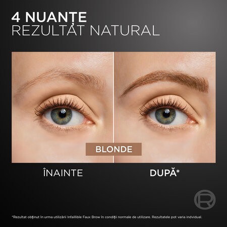 Tus pentru sprancene cu pensula dubla Nuanta Blonde Infaillible Faux Brow, 1 ml, Loreal 687100