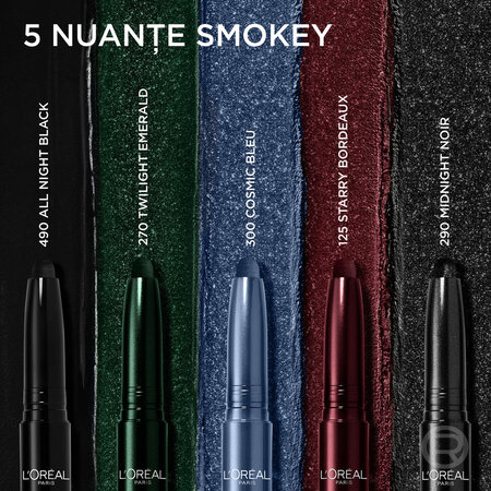 Fard de pleoape cremos Nuanta 300 Cosmic Bleu Le Shadow Stick Smokey, 1.4 g, Loreal 687245