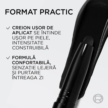Fard de pleoape cremos Nuanta 290 Midnight Noir Le Shadow Stick Smokey, 1.4 g, Loreal 687239