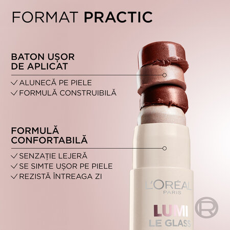 Stick iluminator multifunctional Nuanta 610 Glass Pearl Eclat Lumi Le Glass, 5 g, Loreal 687300