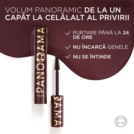 Mascara pentru volum Nuanta Bordeaux Cashmere Panorama Chromatic by Volume Million Lashes, 9.9 ml, Loreal 687341