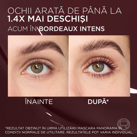 Mascara pentru volum Nuanta Bordeaux Cashmere Panorama Chromatic by Volume Million Lashes, 9.9 ml, Loreal 687342