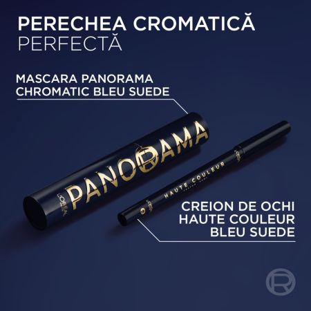 Mascara pentru volum Nuanta Bleu Suede Panorama Chromatic by Volume Million Lashes, 9.9 ml, Loreal 687336